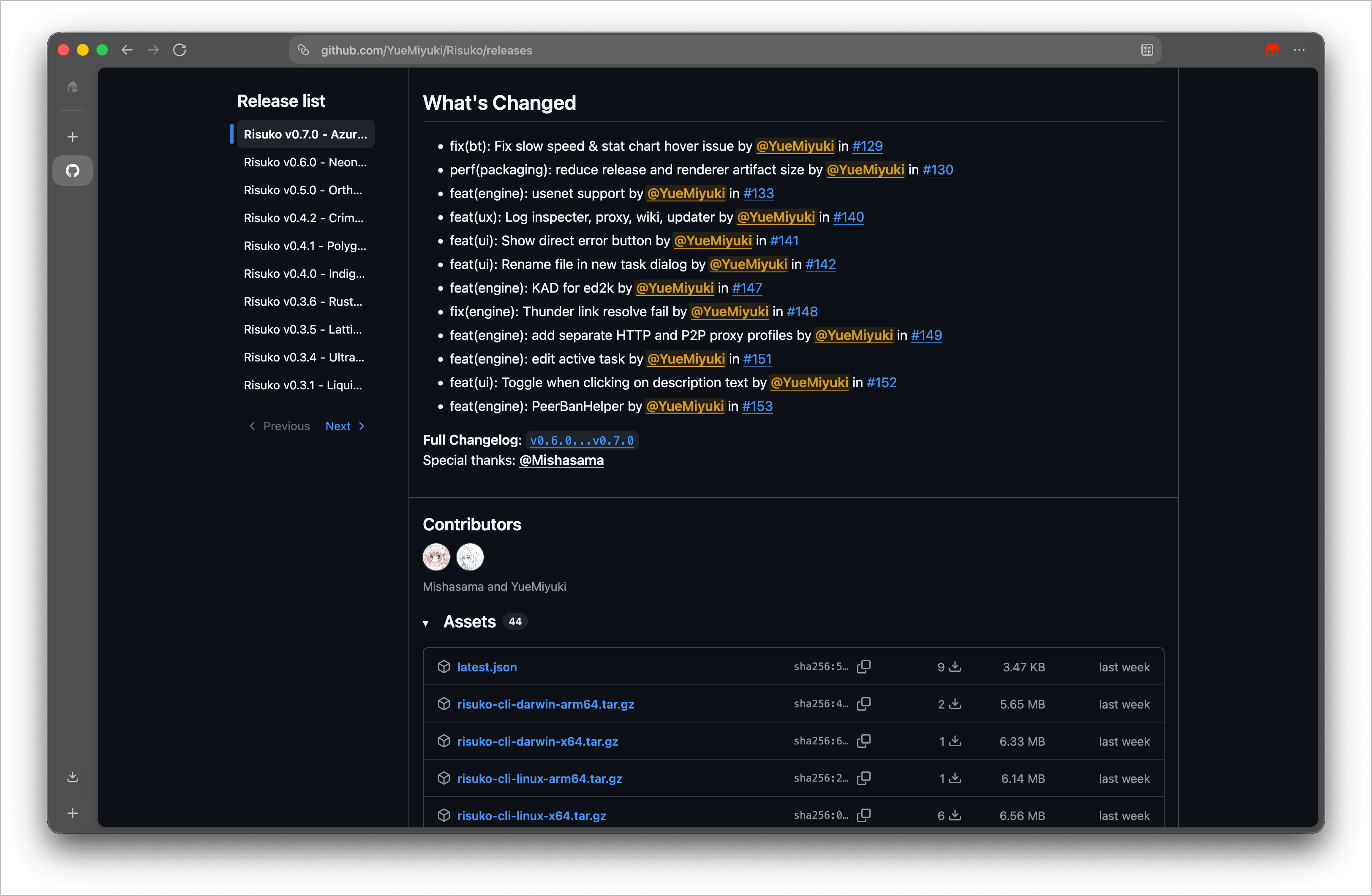 GitHub releases